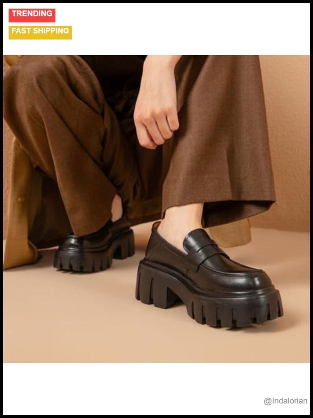 Chunky Platform Loafers Full Grain Leather Lug Sole Slip On Penny Shoes - Picture 2 of 6
